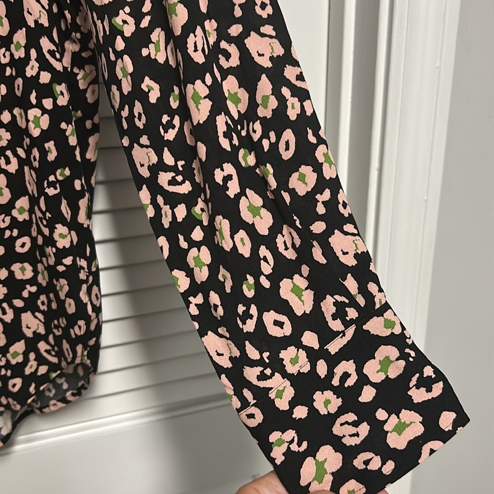 M&S Collection Black and Pink Floral button up blouse - Picture 3 of 6